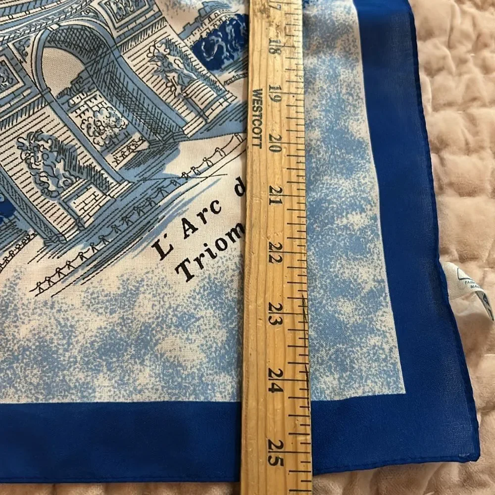 Paris Landmark Silk Scarf - Blue & White